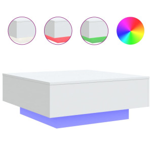 Mesa de centro con luces LED blanco 80x80x31 cm H
