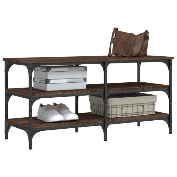 Banco zapatero madera de ingeniería marrón roble 100x38.5x49 cm M 4