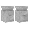 Mesitas de noche con luces LED 2 uds gris hormigón 35x39x55 cm 2