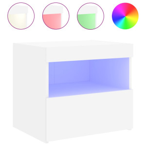 Mesa de cabeceira com luzes LED 50x40x45 cm branco H