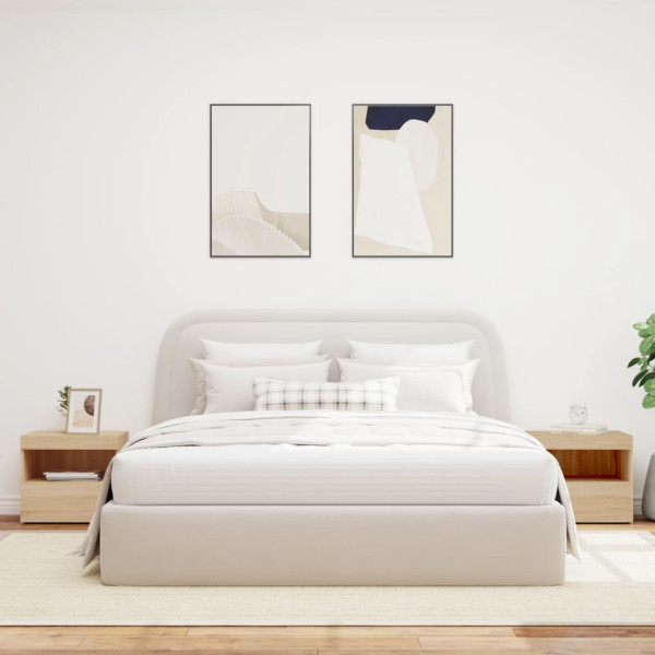 Mesitas de noche con luces LED 2 uds roble Sonoma 50x40x45 cm M 3