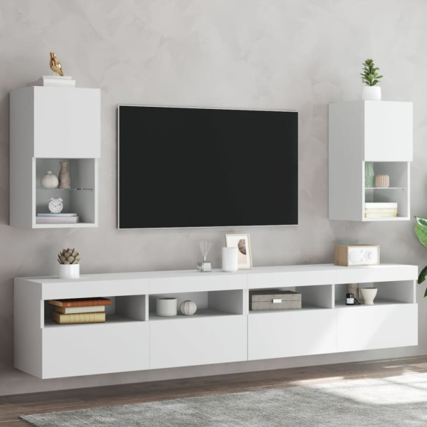 Muebles para TV con luces LED 2 uds blanco 30.5x30x60 cm D