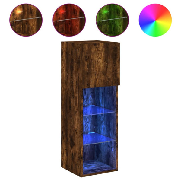 Mueble para TV con luces LED roble ahumado 30.5x30x90 cm M 2