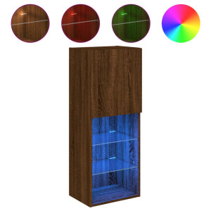 Mueble para TV con luces LED roble marrón 40.5x30x102 cm H