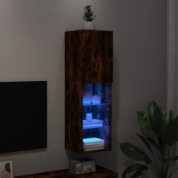 Mueble para TV con luces LED roble ahumado 30.5x30x102 cm M 5