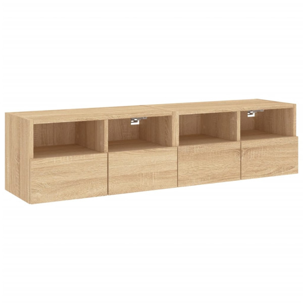 Muebles de TV de pared 2 uds madera roble Sonoma 60x30x30 cm M 2