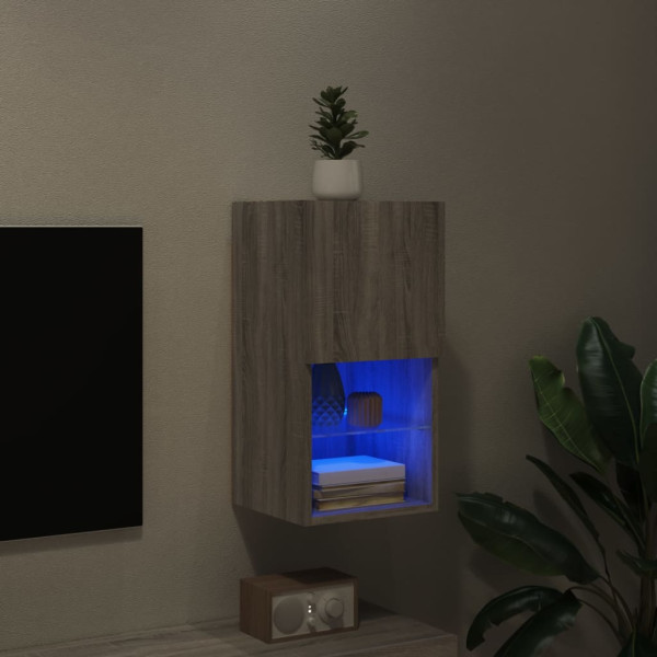 Mueble para TV con luces LED gris Sonoma 30.5x30x60 cm M 5