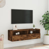 Mueble de pared TV madera ingeniería roble ahumado 100x30x30 cm 3