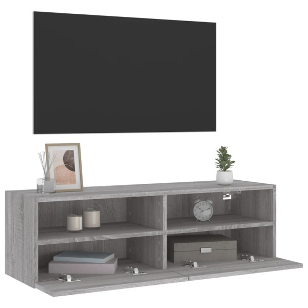 Mueble de pared TV madera ingeniería Sonoma gris 100x30x30 cm M 5