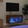 Mueble para TV con luces LED roble marrón 60x30x30 cm 3