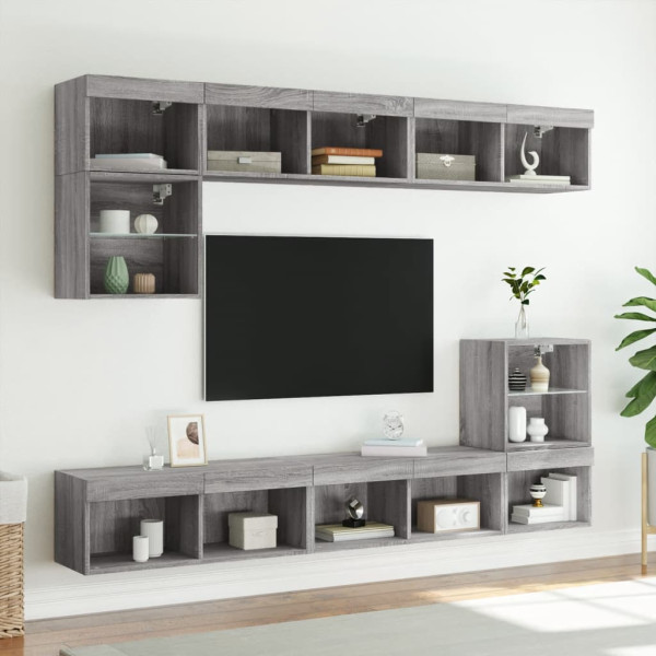 Mueble para TV con luces LED gris Sonoma 80x30x30 cm M 4