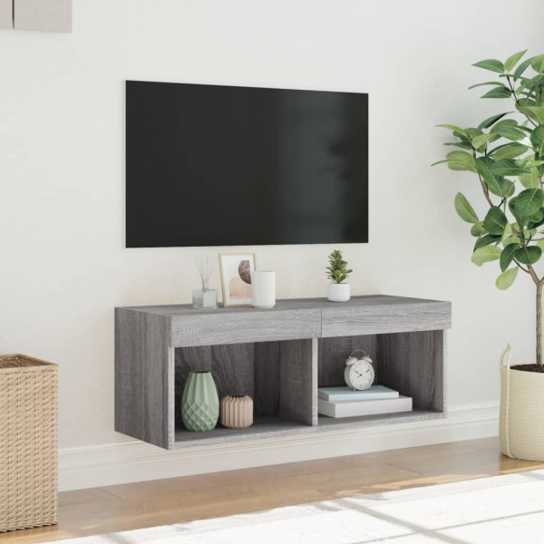 Mueble para TV con luces LED gris Sonoma 80x30x30 cm M 5