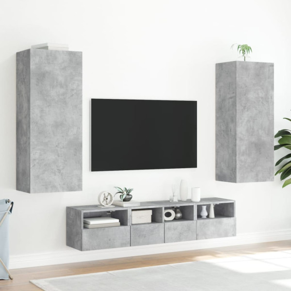 Mueble de TV de pared madera gris hormigón 40.5x30x102 cm M 4