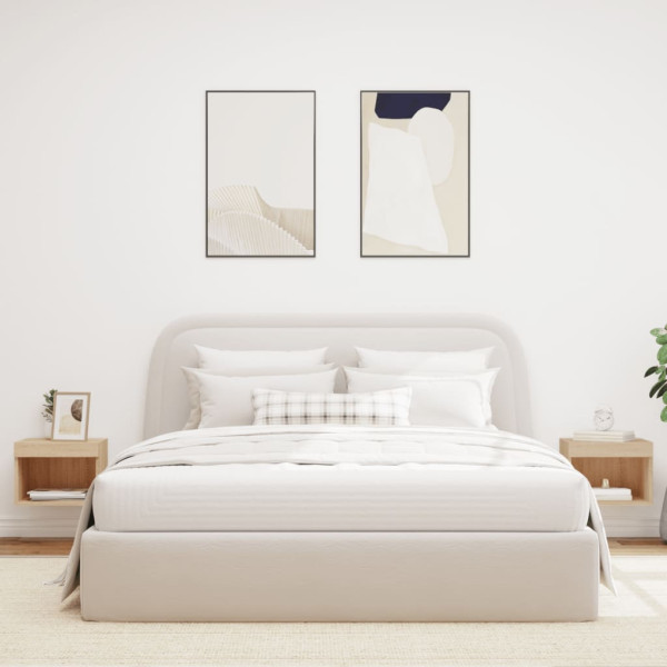 Mesitas de noche de pared con luces LED 2 unidades roble Sonoma M 3
