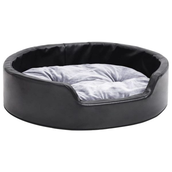 Cama para perros felpa y cuero sintético negro gris 69x59x19 cm M 2