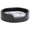 Cama para perros felpa y cuero sintético negro gris 69x59x19 cm 2