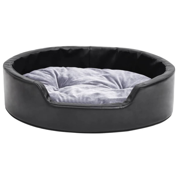 Cama para perros felpa y cuero sintético negro gris 69x59x19 cm M 3