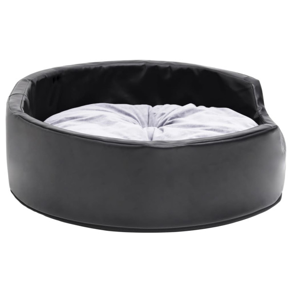 Cama para perros felpa y cuero sintético negro gris 69x59x19 cm M 4