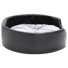 Cama para perros felpa y cuero sintético negro gris 69x59x19 cm 4