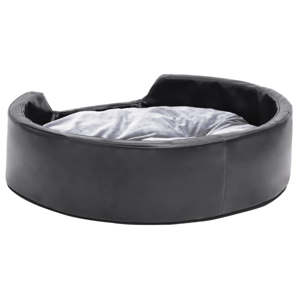 Cama para perros felpa y cuero sintético negro gris 69x59x19 cm M 5