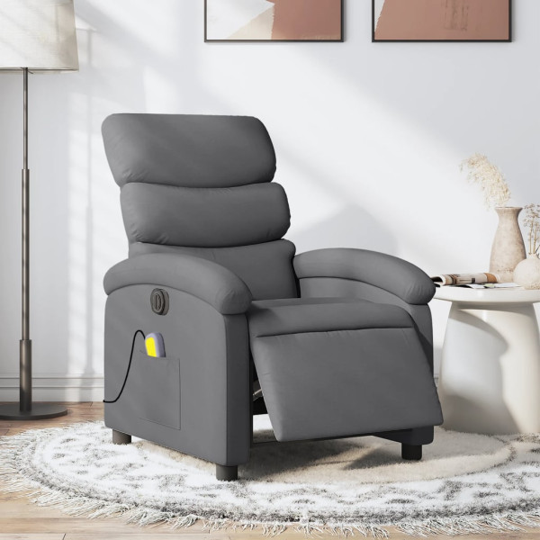 Sillón reclinable de masaje eléctrico tela gris oscuro D