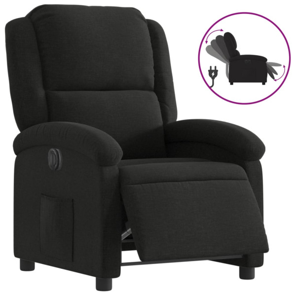 Sillón reclinable eléctrico de tela negro M 2