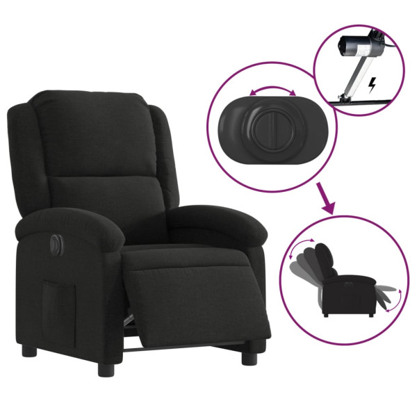 Sillón reclinable eléctrico de tela negro M 5