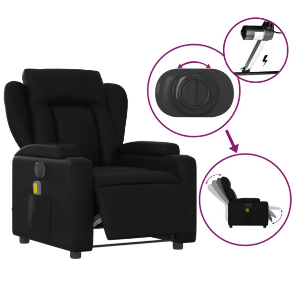 Sillón de masaje reclinable eléctrico cuero sintético negro M 5