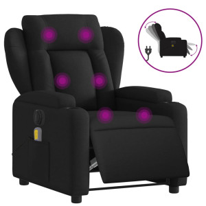 Sillón reclinable de masaje eléctrico tela negro H