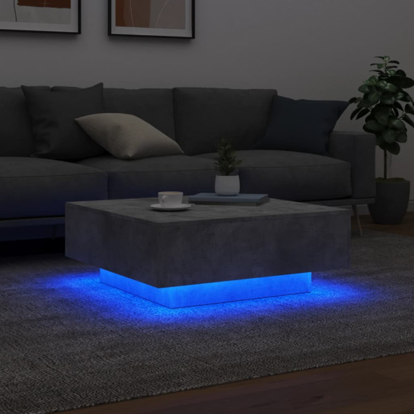 Mesa de centro com luzes LED 80x80x31 cm cinzento cimento M 4