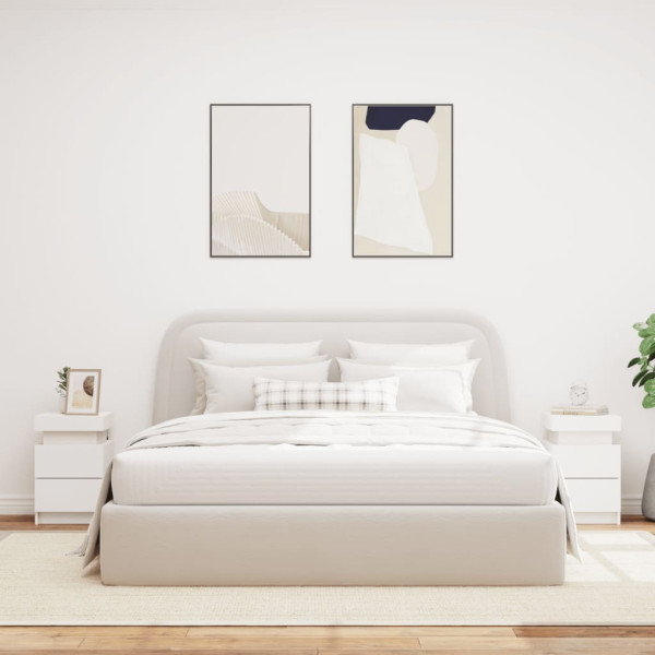 Mesas de cabeceira com luzes LED 2 pcs 35x39x55 cm branco M 3