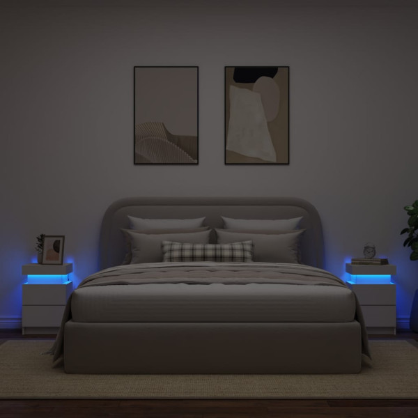 Mesitas de noche con luces LED 2 unidades blanco 35x39x55 cm M 4