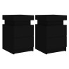 Mesas de cabeceira com luzes LED 2 pcs 35x39x55 cm preto 2