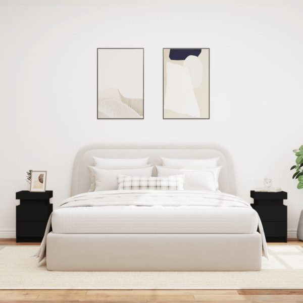 Mesas de cabeceira com luzes LED 2 pcs 35x39x55 cm preto M 4