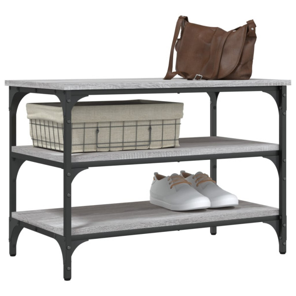 Banco zapatero madera de ingeniería gris Sonoma 70x38.5x49 cm M 4