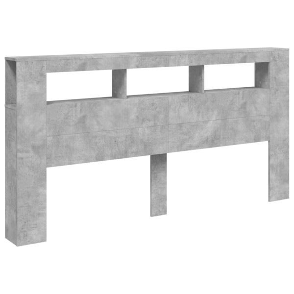 Cabecero LED madera ingeniería gris hormigón 200x18.5x103.5 cm M 3