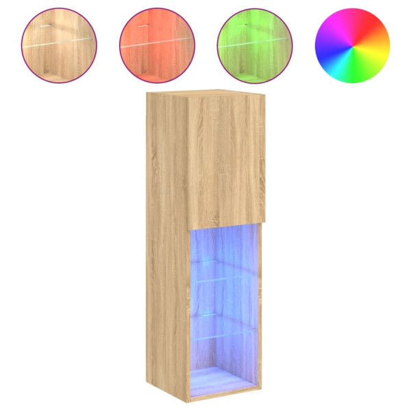 Mueble para TV con luces LED roble Sonoma 30.5x30x102 cm M 2