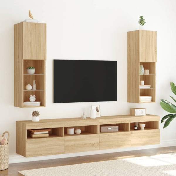Mueble para TV con luces LED roble Sonoma 30.5x30x102 cm M 3