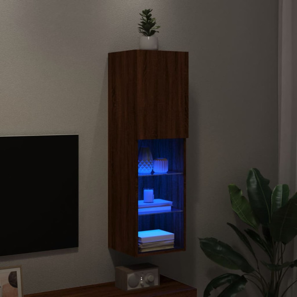 Mueble para TV con luces LED roble marrón 30.5x30x102 cm M 5