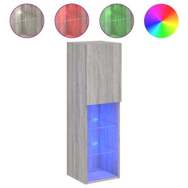 Mueble para TV con luces LED gris Sonoma 30.5x30x102 cm M 2