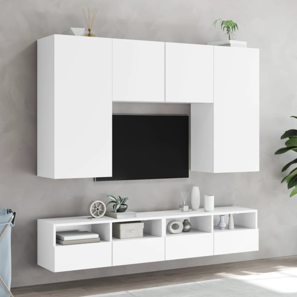 Mueble de pared para TV madera de ingeniería blanco 80x30x30 cm M 4