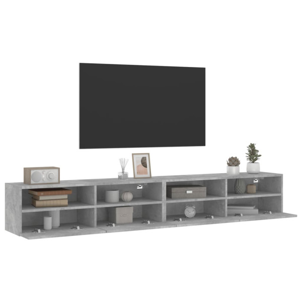 Muebles de pared de TV 2 uds madera gris hormigón 100x30x30 cm M 5