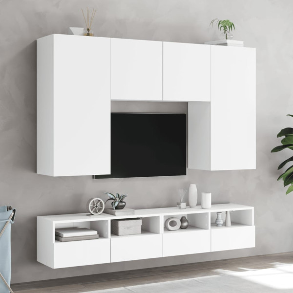 Mueble de pared para TV madera ingeniería blanco 100x30x30 cm M 4