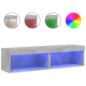 Muebles para TV con luces LED 2 uds gris hormigón 60x30x30 cm H