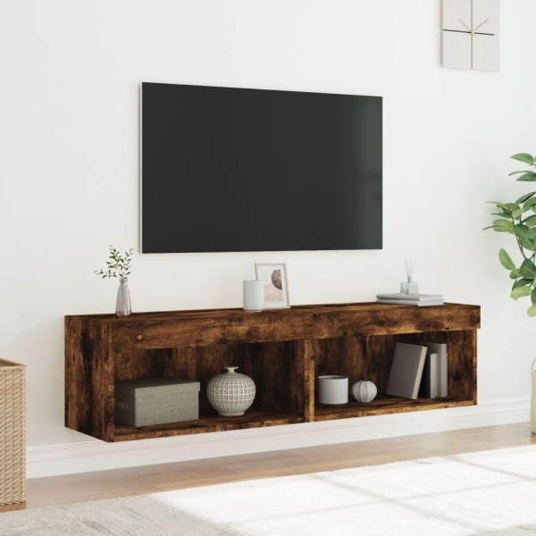 Muebles para TV con luces LED 2 uds roble ahumado 60x30x30 cm M 5