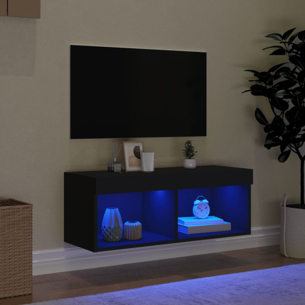 Móvel de TV com luzes LED 80x30x30 cm preto M 3