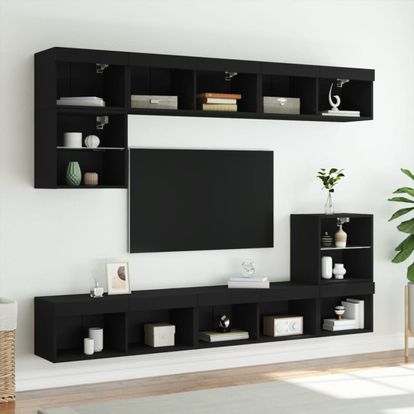 Mueble para TV con luces LED negro 80x30x30 cm M 4