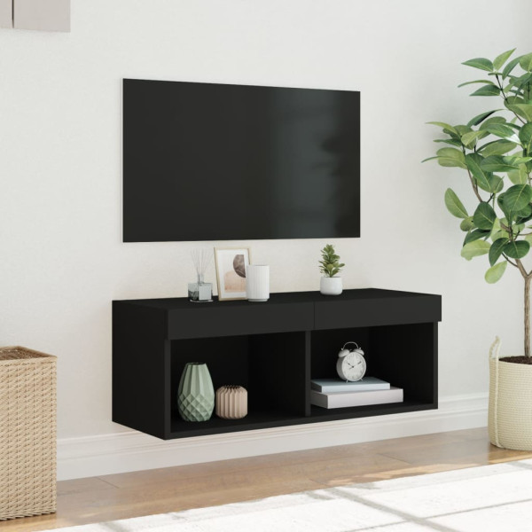 Mueble para TV con luces LED negro 80x30x30 cm M 5