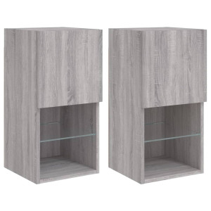 Muebles para TV con luces LED 2 uds gris Sonoma 30.5x30x60 cm H
