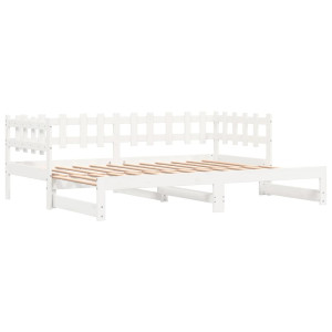 Sofá-cama de puxar 2x(80x200) cm pinho maciço branco H